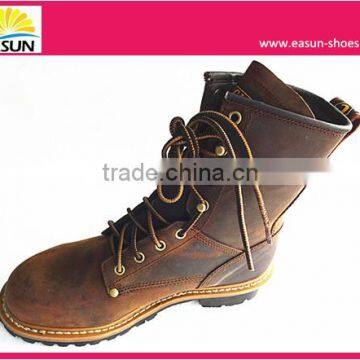 Wholesale Waterproof Brown Genuine Leather Goodyear Safety Logging Boots