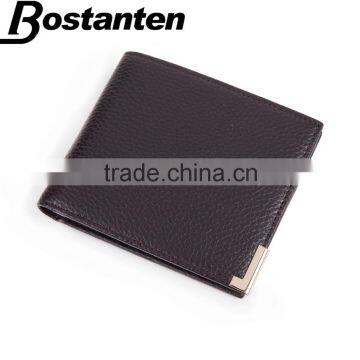 fold black and brown soft leather men coin purse money wallet for sale