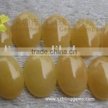 High quality Natural yellow jade semi precious stone oval cabochon