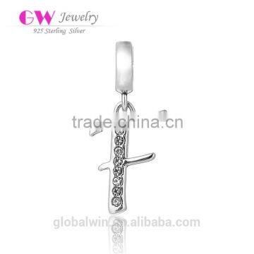 S067F Globalwin 925 Sterling Silver Alphabet F Sign Language Letters Charms for DIY