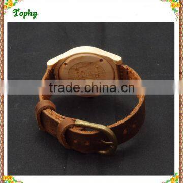 Alibaba China Factory price custom maple wood watch leather strap with logo design , paypal accept