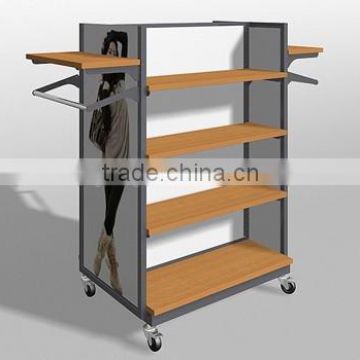 Metal And Wood Garment Display Rack /Movable Garment Display Rack