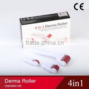 high quality stainless microneedling dermaroller 720/300/1200 pins acne scar removal derma roller kits 4 in 1 derma roller