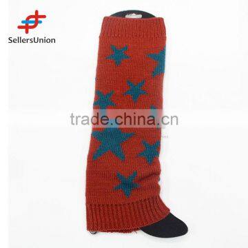 2017 No.1 Yiwu export commission agent Popular Stars Jacquard Knitting Leg Warmers