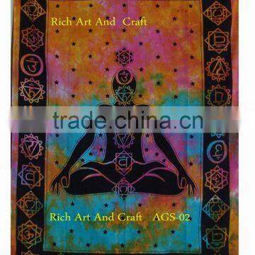 Indian Tapestries Wall Hanging Wholesale Hippie Buddha Meditation Wall Art Yoga mat India Seven Chakra Bohemian Cotton Bedspread