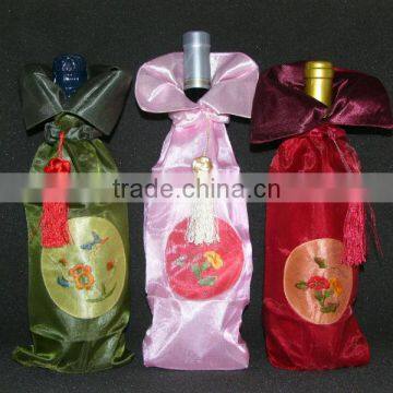 Christmas Holiday Velour Santa Wine Liquor Bottle Cover Bag Decoration photo-4