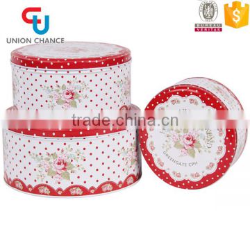 Nice Flower Design Round Storage Tin Box Set