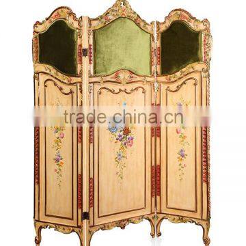 Antique Light Green Design Wooden Drawing Screen Hand Painted Curio Classic Furniture Decorative 4pls Folding Floor Screen photo-3