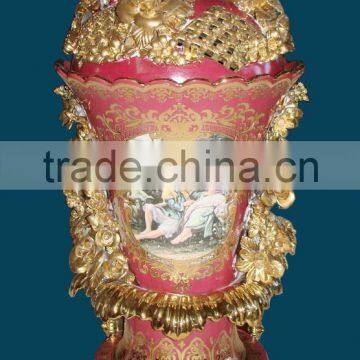 Birds and Flowers Decorated Ceramic Jar, Hand Painted Luxury Designed Jar photo-2