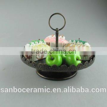Metal Wedding Cake Stand, Mini Cute Iron Black Antique Style in One Tier photo-2