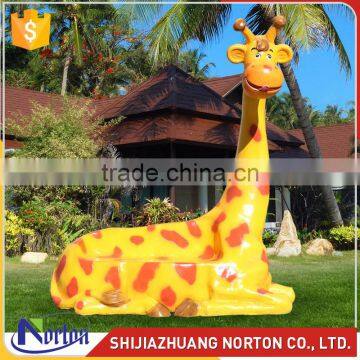 Cartoon animal seat fiberglass sculpture for garden decor NTRS-066LI