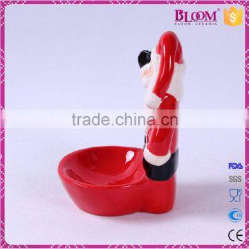 Christmas Santa Small Ceramic Tealight Candle Holder photo-2