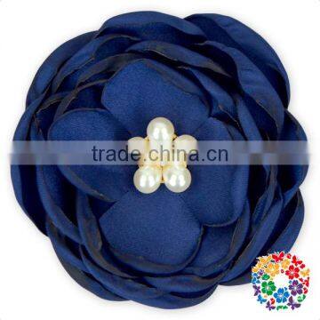 Ivory Pearls Center Satin Ribbon Handmade Flowers photo-2