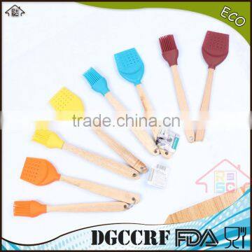 NBRSC Colorful Silicon Cooking Shovel and Silicone Brush Set With Wooden Handle photo-3