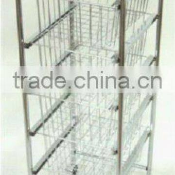 Metal mobile kitchen drawer wire basket cart