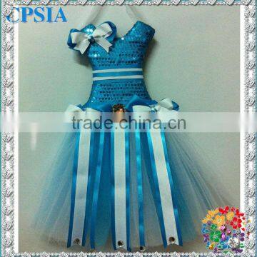 2014 Unique flower girl Royal Blue Paillette Tutu dress Bow Holder With Satin Bowknot Waist Belt