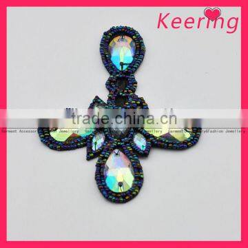 Cross shaped crystal applique rhinestone for wedding dresses WPH-1590