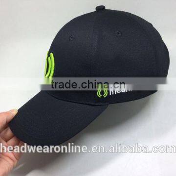 100% cotton black baseball cap for custom your embroidery logo