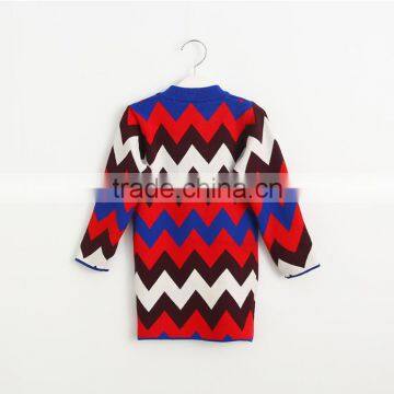 Wholesale Matching Clothes Mother and Daughter Girls Wave Pattern Knitt Dress photo-2