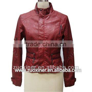 2014 Pu leather Jacket Women Winter Jacket Rivert Fashion Jacket