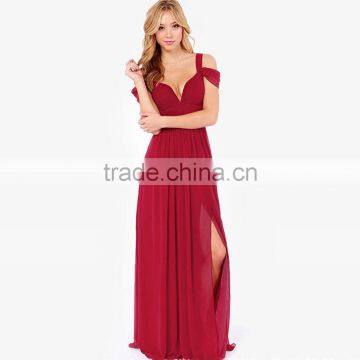 GZY 2015 off-shoulder comfortable fabric long dress red