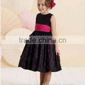 black sleeveless rose sash knee length children dress