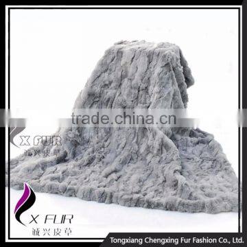 CX-D-66E 2017 Newest Custom Genuine Rex Rabbit Fur Patchwork Fur Blanket photo-6