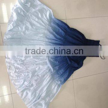 blue tiered voile maxe dress with embrodiery zigzag , light weight voile lining