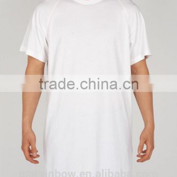 White 100% Cotton Plain Mens Short Sleeve Longline T Shirt Oversized T Shirt Elongated T Shirt Wholesale Blank Tall Tee