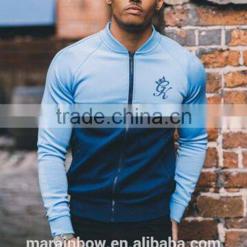 92% Polyester 8% Elastane Navy/White/Blue Mens Full Zipper Outdoor Performance Jacket Baseball Jacket Gym Tracksuit Top photo-2