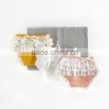 Plain Weave Cotton Bloomer Lace Frontals Ruffle Diaper Cover Newborn to 24 Month Baby Wear