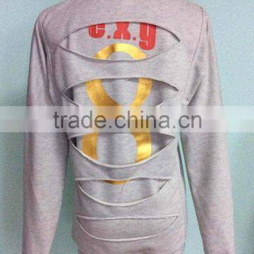 China Suppliers Garments in Terry Without Hood O-neck Cheap Design Hot Stamp Slim Fitted Plain Dyed for Women Sweatshirt Hoodies photo-2
