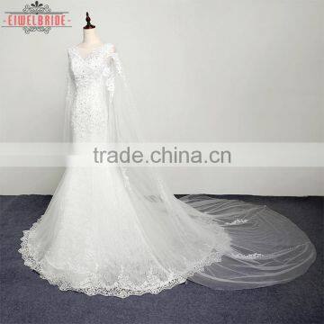 OEM Long Floor-length Shawl Wedding Dress Detachable Skirt photo-3