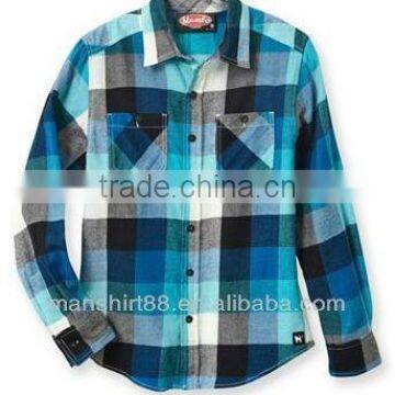 Colourful Flannel Plaid Men Shirts of High Quality Design Garment Dress Shirt photo-3