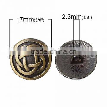 Custom Round Antique Bronze Chinese Knot Pattern Carved Sewing Metal Buttons photo-2