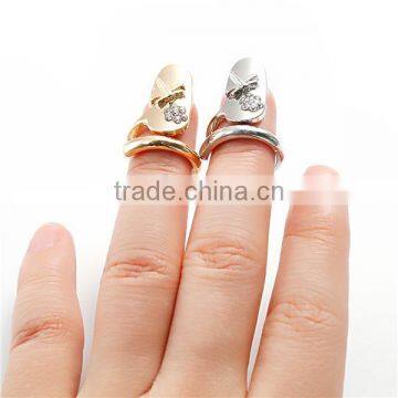 Unadjustable Rings Silver Tone Oval Butterfly Clear Rhinestone photo-3