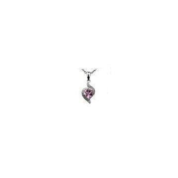 Lady 925 Sterling Silver Heart Pendant micropave setting With Pink , White Stone For Gift IP1157