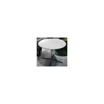 White Wooden Round Coffee Table Contemporary Polished Steel Leg