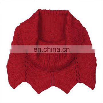 2015ladies fashion new design red simple pretty acrylic jacquard shawl ponch