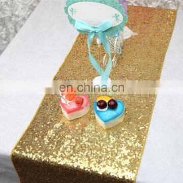 Glitter Gold Sequins Fancy Wedding Table Runner for Square Tables