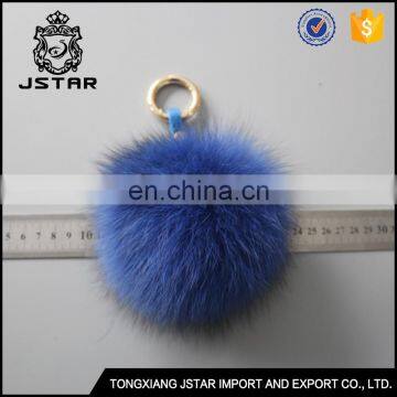 Wholesale fashion multicolor and fluffy fox fur pom pom ball keychain