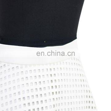 High Quality Knee Length Check PU Leather A Line Skirt photo-6