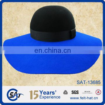 black and blue splicing custom wide brim floppy winter hat