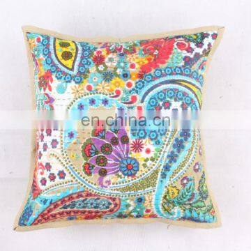 White Floral indoor & outdoor-Indian kantha cushion covers Indian Hand-stitched Kantha Pillow Kantha Pillow Covers Art