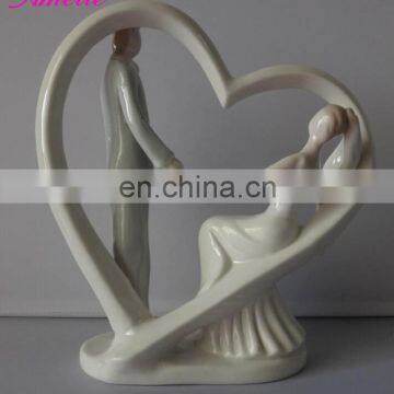 A07380 New Arrival Stock Market Bride Groom Porcelain Wedding Cake Topper photo-2