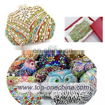 2015 colorful luxury clutch purse crystal stone evening bag