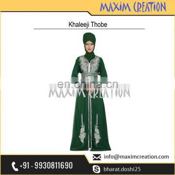Dubai Maghribi Caftan Floor Touch Maxi Dress With Simple Hand Made Embroidery Design 6454