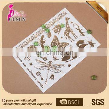 Gold Foil Metallic Temporary Tattoo Sticker Custom body jewelry temporary tattoo