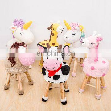 Yarncrafts Stuffed Handmade Covering Crocheted Pony Chair Animal Stool For Kids photo-3