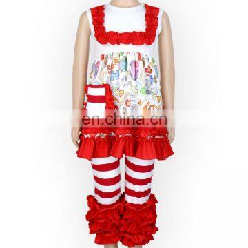 Girl Pocket Dress and Rainbow Stripe Ruffle Pant Bulk Wholesale Kids Clothing Back to School Outfit photo-4